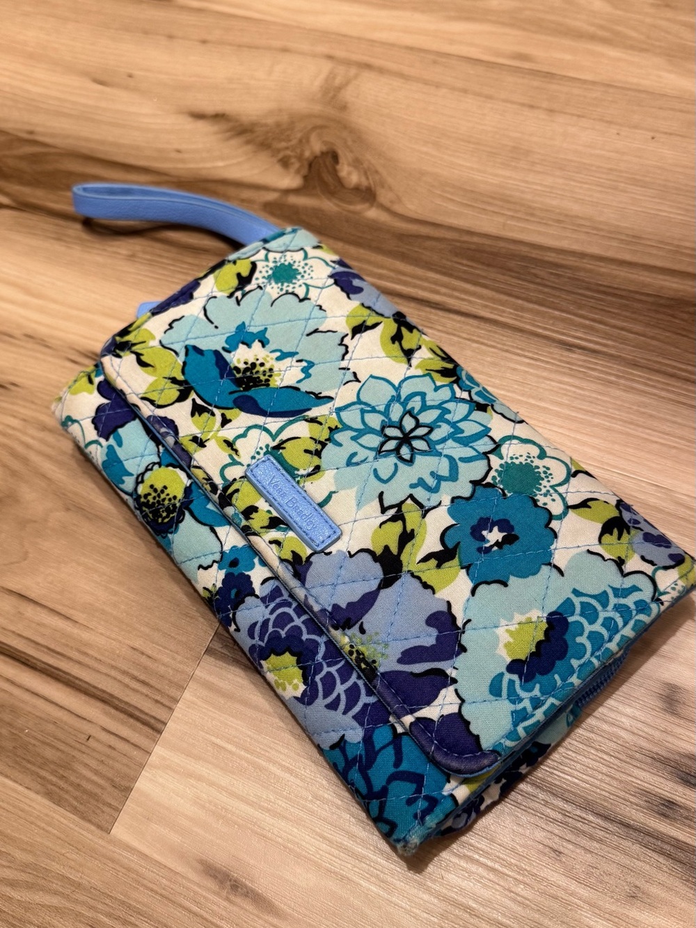 Vera Bradley Retired Quilted Blueberry Blossoms Wristlet Wallet
